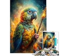 Adult Jigsaw Puzzles 1000 Pieces Parrot Wizard with Magic Wand Impossible Game Learning Educational Toys Secret Santa Gifts For Family Fun (Size 38x26cm)