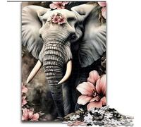 Adult Jigsaw Puzzles 1000 Pieces Peach Blossom Elephant Jigsaw Puzzles Made of Wood Interactive Family Game, DIY Home Decor, Challenging Brain Teaser Gift size 50X75CM