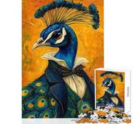 Adult Jigsaw Puzzles 1000 Pieces Peacock Gentleman Painting Relaxing Games Staycation Kill Time Home Decoration Toys Deal As Gifts for The Whole Family (38x52cm)