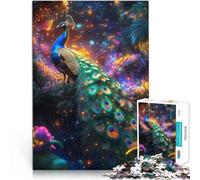 Adult Jigsaw Puzzles 1000 Pieces Peacock in a Dreamy Forest Made of wood for ages 14 and over Difficult to complete but fun and humorous Birthday gift。size：50x75cm/19.68x29.52inch