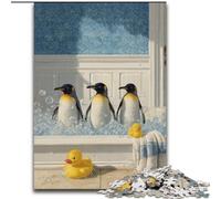 Adult Jigsaw Puzzles 1000 Pieces Penguin Taking A Bath, Help The Brain Exercise Addictive Toys to Cultivate Patience Enhance Memory (Size 50x75cm)