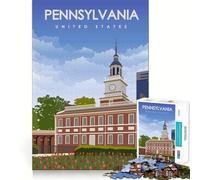 Adult Jigsaw Puzzles 1000 Pieces Pennsylvania Travel Art Ideal Cut Decor Brain Teaser Gift Idle Fun Time Birthday Hobby Gift (38x52cm)