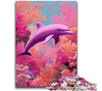 Adult Jigsaw Puzzles 1000 Pieces Pink Dolphin Teenager Puzzles,Stress Reliever Difficult Challenge Secret Santa Gifts (50x75cm)