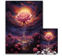 Adult Jigsaw Puzzles 1000 Pieces Pink Flowers Under The Moon Challenging Puzzles for Mother'S Day Birthdays Christmas 1000 PCS(38x26cm)