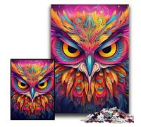 Adult Jigsaw Puzzles 1000 Pieces Pink Owl Impossible Jigsaw Puzzles for Adults 26x38 cm Educational Brain Teaser, Artistic Home & Office Decor, 14+ Age
