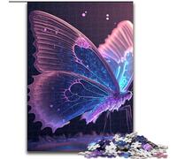 Adult Jigsaw Puzzles 1000 Pieces Pink Purple Butterfly Made of Wood, Fun Activity for at Home 50x75cm Engaging Family Game Night Activity