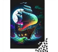 Adult Jigsaw Puzzles 1000 Pieces Pirate Ship Colorful Wooden Puzzles for Adults Sustainable Puzzle Games 1000pcs (75x50cm)