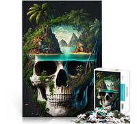 Adult Jigsaw Puzzles 1000 Pieces Pirate Skull Familienspiel zum Stressabbau, schwierige Herausforderung für Heimdekoration52x38cm