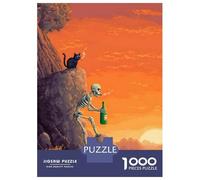 Adult Jigsaw Puzzles 1000 Pieces Pixel Art Skeleton And Cat Adult Puzzles Hands-on Game Analysis And Logic Gifts for Friends And Family 70x50cm/1000pcs