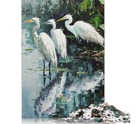 Adult Jigsaw Puzzles 1000 Pieces Pond Heron Serenity Wooden Puzzle Jigsaws for Adults Jigsaw Puzzles for Adults 1000pcs (75x50cm)