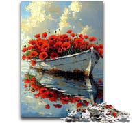 Adult Jigsaw Puzzles 1000 Pieces Poppy Boat Teenager Puzzles,Stress Reliever Difficult Challenge Unique Home Decor And Gifts (38x26cm)