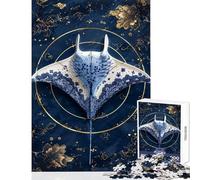 Adult Jigsaw Puzzles 1000 Pieces Porcelain Manta Ray Brain Teaser Game Tough Challenge Educational Toy Deal As Gifts for The Whole Family (38X52CM)
