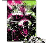 Adult Jigsaw Puzzles 1000 Pieces Psychedelic Animal Raccoon Jigsaw Puzzles Made of cardboard,Family Fun Craft, Perfect for Birthdays, Holidays 1000pcs(26x38cm)