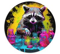 Adult Jigsaw Puzzles 1000 Pieces Psychedelic Animal Raccoon Round Jigsaw Puzzle 1000 Pieces Family Game Night, Home Decor & Brain Training Gift (67.5x67.5cm)