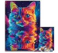 Adult Jigsaw Puzzles 1000 Pieces Psychedelic Cat Art Jigsaw Puzzles for Adults for Home Decor Brain Training 1000 PCS(38x26cm)