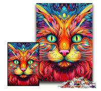 Adult Jigsaw Puzzles 1000 Pieces Psychedelic Cat cardboard Puzzles 26x38 cm Family Game Night Fun, DIY Decorative Artwork