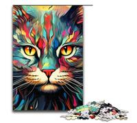 Adult Jigsaw Puzzles 1000 Pieces Psychedelic Cat Home Decoration Puzzle Toys Deal As Gifts for The Whole Family 1000 PCS(75x50cm)