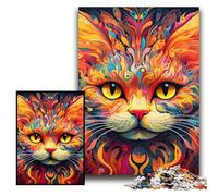 Adult Jigsaw Puzzles 1000 Pieces Psychedelic Cat Impossible Jigsaw Puzzles for Adults 50x75 cm Educational Brain Teaser, Artistic Home & Office Decor, 14+ Age