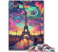 Adult Jigsaw Puzzles 1000 Pieces Psychedelic Eiffel Challenging Game And Family Play Wall Decoration Unique Birthday And Xmas Gifts 50x75cm
