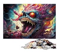 Adult Jigsaw Puzzles 1000 Pieces Psychedelic Evil Hell Demon Puzzle for Adults Wood Jigsaw Home Decoration 1000 PCS(75x50cm)