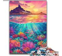 Adult Jigsaw Puzzles 1000 Pieces Psychedelic Island,Educational Games Home Decoration Educational Game for Birthday,Chrismas 38x52cm