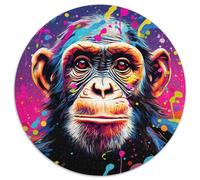 Adult Jigsaw Puzzles 1000 Pieces Psychedelic Monkey Round Jigsaw Puzzles Family Bonding Activity,Home Decor Gift,Family Toy Game (67.5x67.5cm)