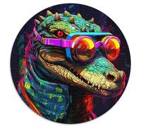 Adult Jigsaw Puzzles 1000 Pieces Psychedelic Nile Crocodile 1000 Piece Round Jigsaw Ideal DIY Decor & Brain Teaser Gift (67.5x67.5cm)