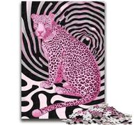 Adult Jigsaw Puzzles 1000 Pieces Psychedelic Pink Leopard Teenager Puzzles,Stress Reliever Difficult Challenge Secret Santa Gifts (26x38cm)
