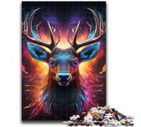 Adult Jigsaw Puzzles 1000 Pieces Psychedelic Reindeer Adult Jigsaw,Educational Games Home Decoration Unique Home Decor And Gifts (26x38cm)