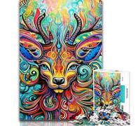 Adult Jigsaw Puzzles 1000 Pieces Psychedelic Reindeer Puzzles for Teenagers,Stress Reliever Difficult Challenge Unique Home Decor And Gifts 50x75cm
