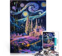 Adult Jigsaw Puzzles 1000 Pieces Psychedelic starry night scene Made of cardboard for ages 14 and over Challenging play toys It is ideal as a gift for the whole family。size：26x38cm/10.24x14.96inch