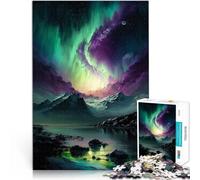 Adult Jigsaw Puzzles 1000 Pieces Purple Green Night Sky Made of cardboard for ages 14 and over Puzzle game Offered as gifts for the whole family。size:26x38cm/10.24x14.96inch
