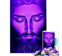Adult Jigsaw Puzzles 1000 Pieces Purple Jesus Christ Face Brain Teaser Game Learning Educational Toys Gifts Birthday Presents for Women (Size 75x50cm)