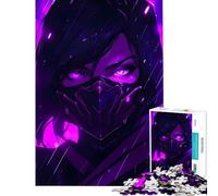Adult Jigsaw Puzzles 1000 Pieces Purple Masked Girl Warrior Digital Art Brain Teaser Game Learning Educational Toys Gifts Birthday Presents for Women (Size 75x50cm)