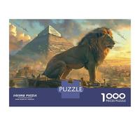 Adult Jigsaw Puzzles 1000 Pieces Pyramid Lion Statue Ancient Egypt's Majesty Unveiled Puzzle for Adults Relax Games But Fun And Humorous Birthday Present, Gifts, 52x38cm/1000pcs