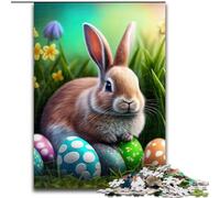 Adult Jigsaw Puzzles 1000 Pieces Rabbit Easter Bunny Animal Made of Wood, Fun Activity for at Home 50x75cm Engaging Family Game Night Activity