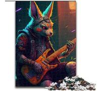 Adult Jigsaw Puzzles 1000 Pieces Rabbit Guitar Animal Made of Wood, Fun Activity for at Home 50x75cm Engaging Family Game Night Activity