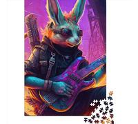 Adult Jigsaw Puzzles 1000 Pieces Rabbit Guitar Animal Paper Puzzles for Adults Sustainable Puzzle Games 1000pcs (38x26cm)