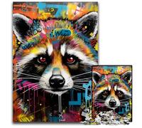 Adult Jigsaw Puzzles 1000 Pieces Raccoon Graffiti Jigsaw Puzzles for Adults High-Difficulty Brain Teaser for Teenagers 26X38CM/10.23x14.96inch