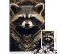 Adult Jigsaw Puzzles 1000 Pieces Raccoon in Golden Armor 1000 Piece Jigsaws Home Decoration Toys Great Gifts And Toys Improve Memory (38x26cm)
