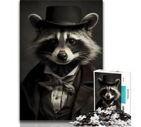 Adult Jigsaw Puzzles 1000 Pieces Raccoon Retro 1000 Piece Puzzle,Challenging Family Activity Games DIY Toy for Home Wall Decor Gifts (size 75x50cm)