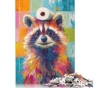 Adult Jigsaw Puzzles 1000 Pieces Raccoon with Toilet Paper Puzzles for Teenagers Gifts Home Educational Games DIY Toys 1000pcs (75x50cm)