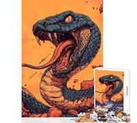 Adult Jigsaw Puzzles 1000 Pieces Raging Snake Illustration Relaxing Games Staycation Kill Time Home Decoration Toys Deal As Gifts for The Whole Family (38x26cm)