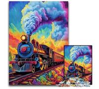Adult Jigsaw Puzzles 1000 Pieces Rainbow Train Wooden Puzzles for 14+ Difficult to Complete But Fun And Humorous Birthday Gift 50X75CM