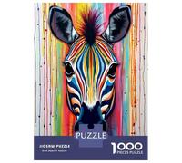 Adult Jigsaw Puzzles 1000 Pieces Rainbow Zebra Portrait Puzzles for Adults Anti-Stress Toys Precision Cutting Educational Challenge 38x26cm/1000pcs