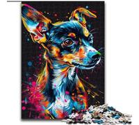 Adult Jigsaw Puzzles 1000 Pieces Rat Terrier Dog Art Made of Wood, for Ages 14+ 50x75cm Challenging Brain Teaser - Relaxing Toy for Teenagers