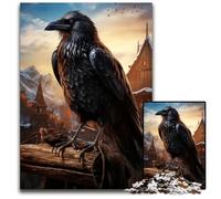 Adult Jigsaw Puzzles 1000 Pieces Raven in Sunset Impossible Jigsaw Puzzles for Adults Brain Challenge Gift Educational Activity for Teenagers 1000 PCS(38x26cm)