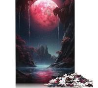 Adult Jigsaw Puzzles 1000 Pieces Red Moon Landscape Fantasy Wooden Puzzle Adult Jigsaw Puzzle Jigsaw Puzzles for Adults Teenagers 1000pcs (75x50cm)