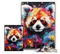 Adult Jigsaw Puzzles 1000 Pieces Red Panda Art Graffiti Impossible Jigsaw Puzzles for Adults 50x75 cm Educational Brain Teaser, Artistic Home & Office Decor, 14+ Age