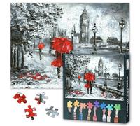 Adult Jigsaw Puzzles 1000 Pieces, Red Umbrella Couple 1000 Piece Puzzle for Adults, Big Ben Jigsaw Puzzles 1000 Pieces, Games Challenging Puzzle Finished Size 50x70cm